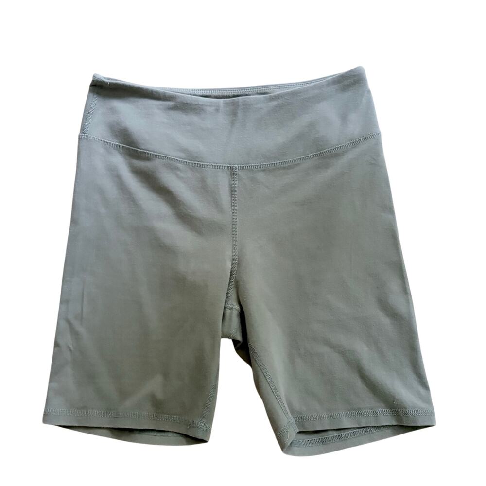 Mate the Label Stretch 7" Biker Shorts Pebble High Waisted Low Impact Wms Size L - Picture 2 of 5